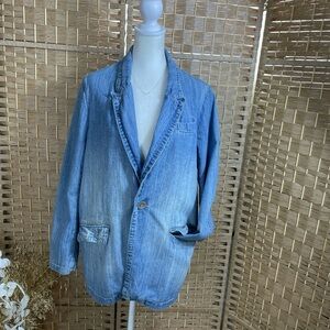 Vintage Jeanology 100% Cotton Blue Denim Blazer Jacket